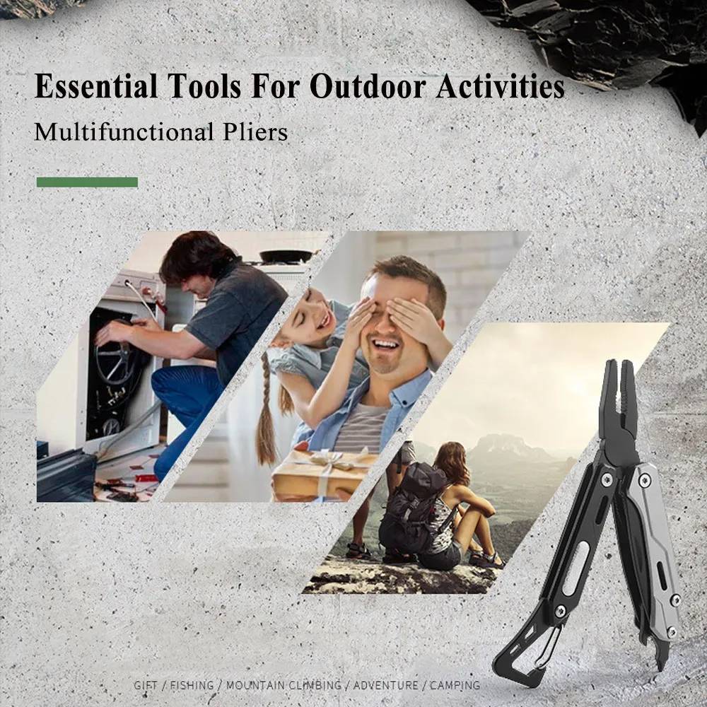 outdoor stainless steel folding pliers multi function survival tool with screwdriver and file for camping diy grade