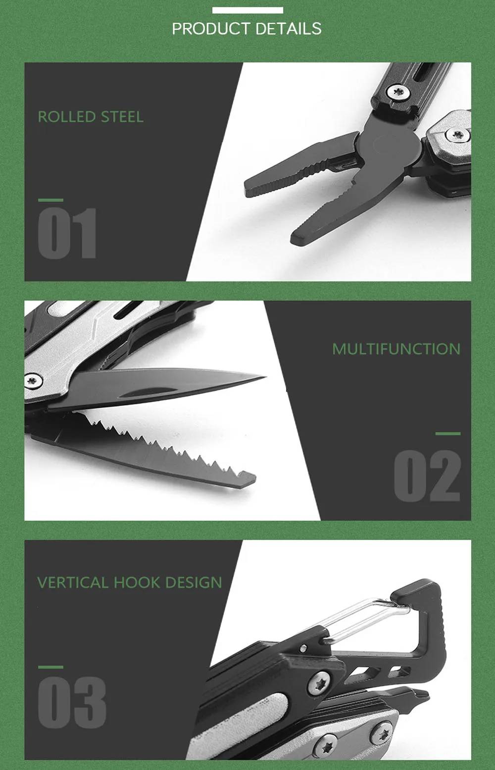 outdoor stainless steel folding pliers multi function survival tool with screwdriver and file for camping diy grade