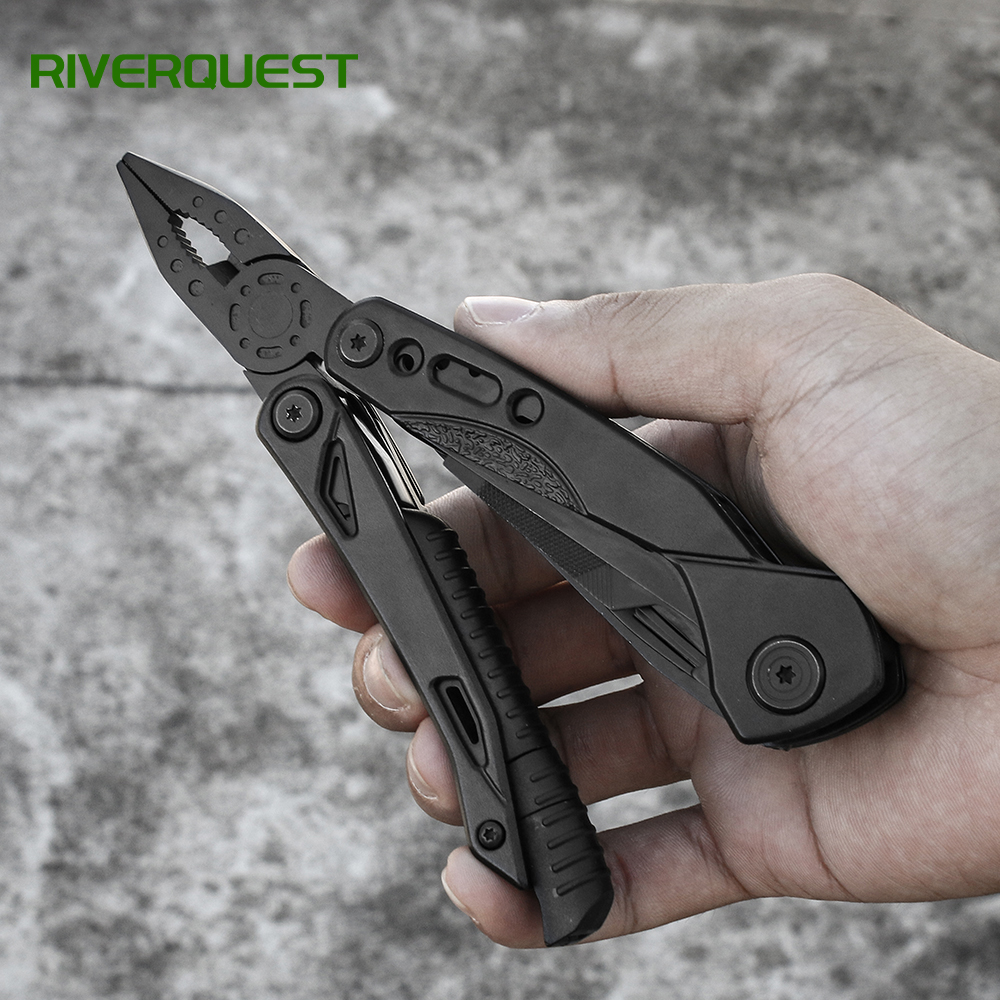 13-in-1 420 Stainless Steel Multitool: Pliers, Fire Starter & Whistle 13 in 1 outdoor camping multi functional knife pliers life saving whistles & fire sticks practical screwdriver bits