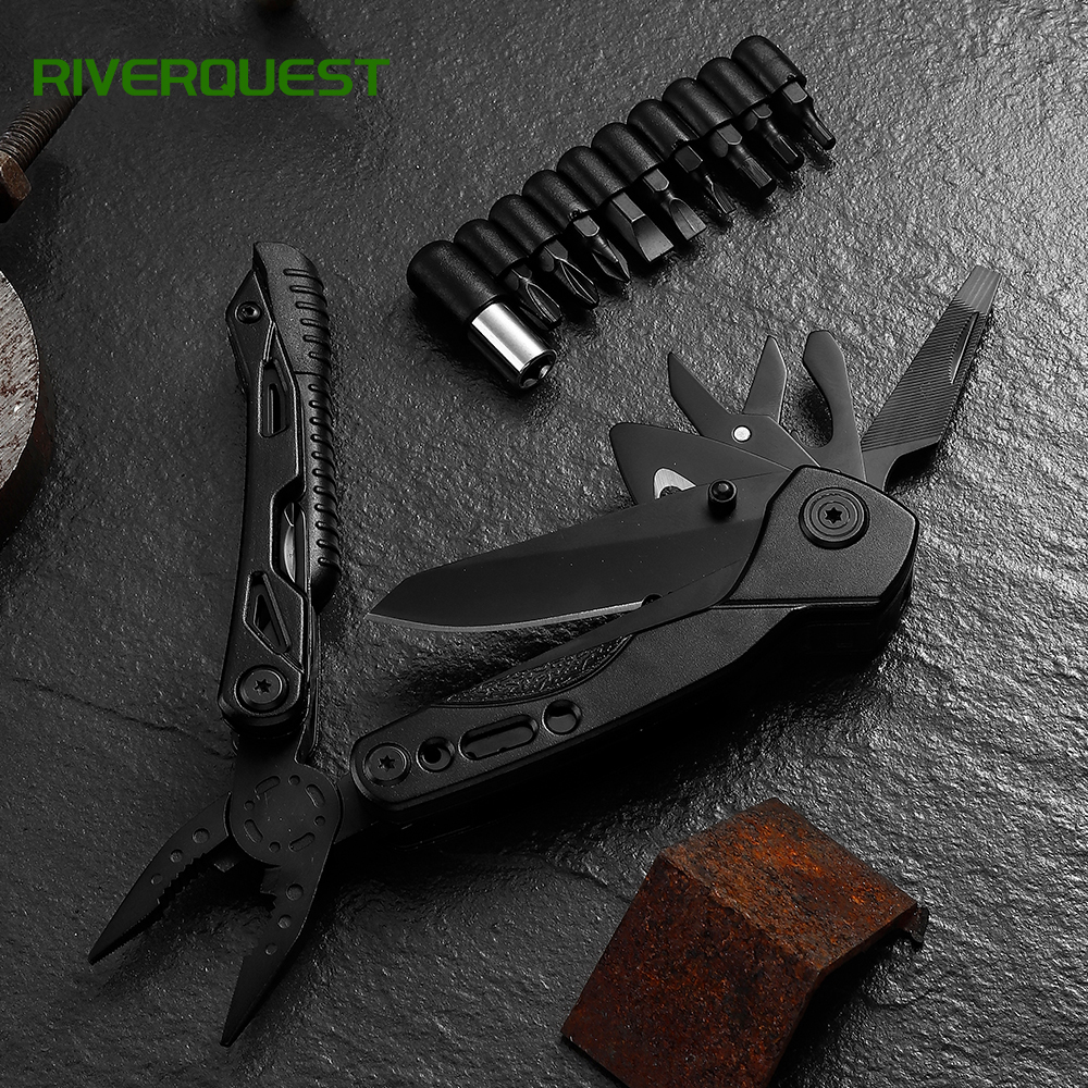 13-in-1 420 Stainless Steel Multitool: Pliers, Fire Starter & Whistle 13 in 1 outdoor camping multi functional knife pliers life saving whistles & fire sticks practical screwdriver bits