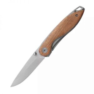 High Quality Sapele Wood Handle Folding Pocket Tactical Knife for Outdoor Survival