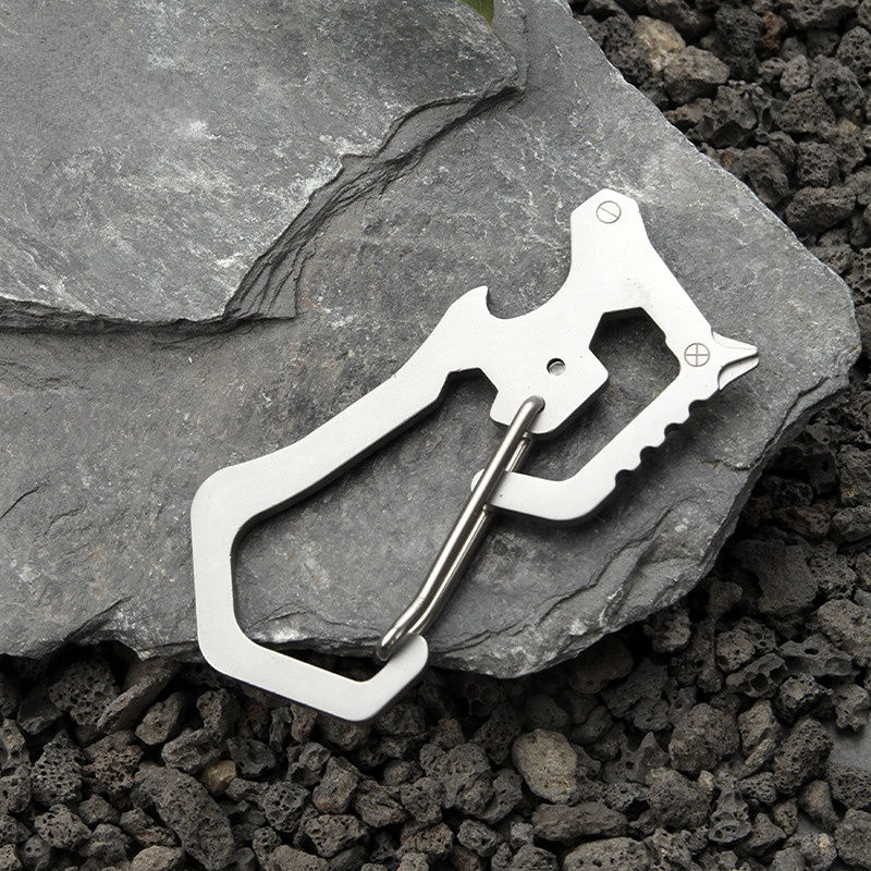 6-in-1 Multitool Carabiner 2Cr13 Stainless Steel EDC Tool portable edc tool card multi function carabiner quickdraw climbing buckle combination tool lock lifter bottle opener keychain