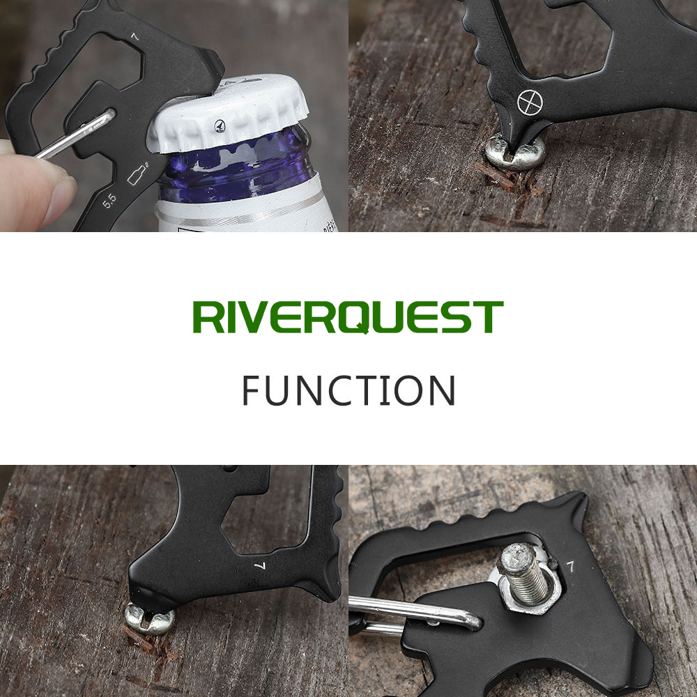 6-in-1 Multitool Carabiner 2Cr13 Stainless Steel EDC Tool portable edc tool card multi function carabiner quickdraw climbing buckle combination tool lock lifter bottle opener keychain