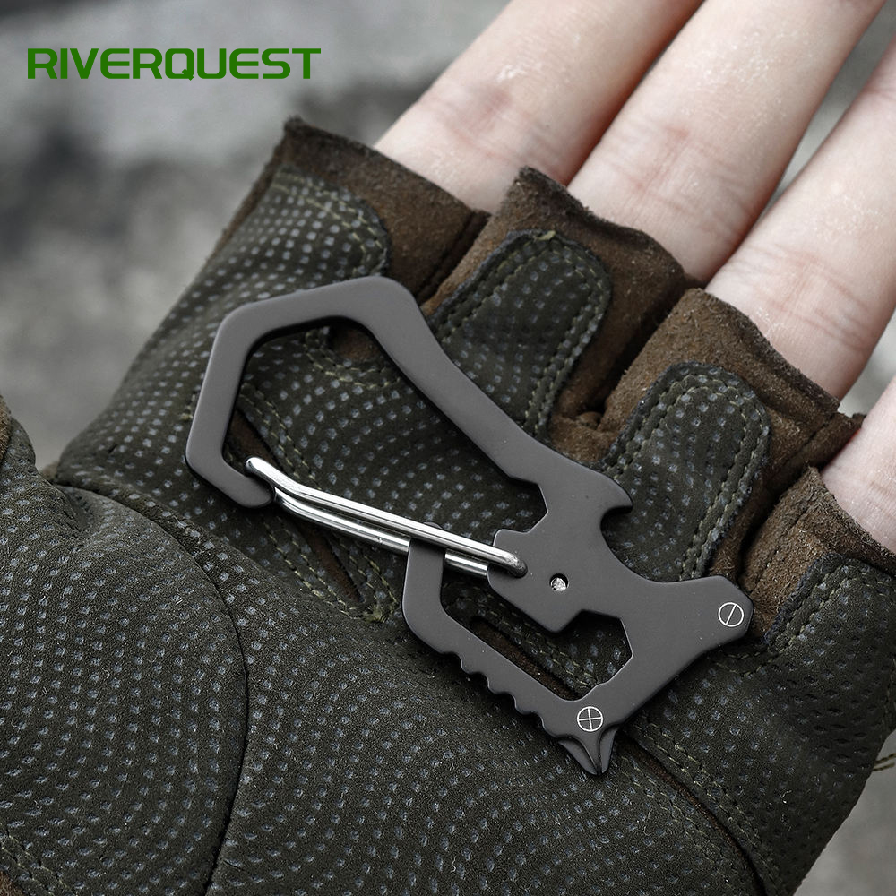 6-in-1 Multitool Carabiner 2Cr13 Stainless Steel EDC Tool portable edc tool card multi function carabiner quickdraw climbing buckle combination tool lock lifter bottle opener keychain