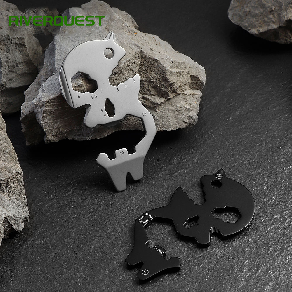 custom wrench screw ruler bottle opener portable no rust 18 in 1 skull shaped edc keychain multi tool