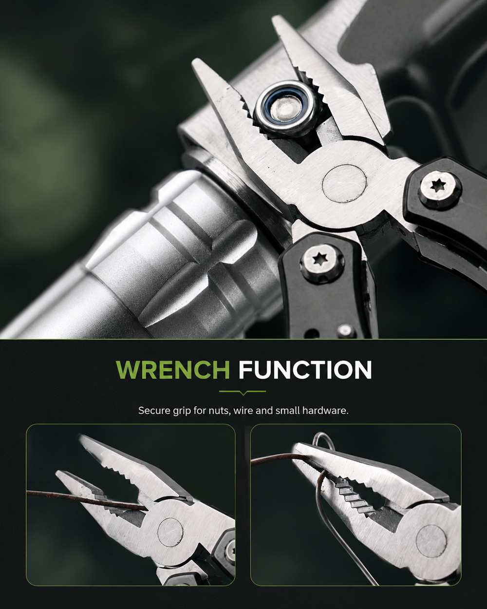 Stainless steel multitool pliers with wrench function