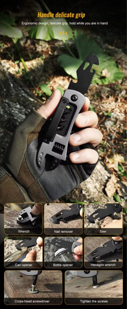 adjustable multitool edc gadget industrial grade with wrench screwdriver saw blade for handyman repairing camping
