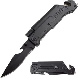 7 in 1 Outdoor Camping Multifunction Folding Knife 3cr13 Blade Aluminum Handle with Fire Starter Led Light Outdoor Survival EDC