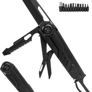 11 in 1 Stainless Steel EDC Outdoor Portable Survival Multifunction Tool Folding Multitool Pocket Knife with Saw Wrench