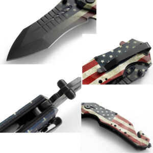 multi purpose patriotic usa american flag tactical stainless steel survival rescue camping pocket hunting folding knife