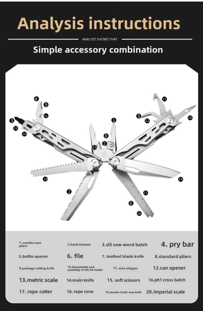 high quality outdoor multifunctional stainless steel camping pliers
