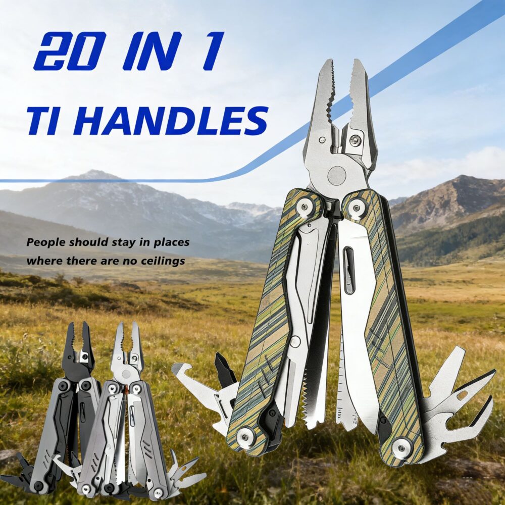 Outdoor Survival Foldable Portable Multipurpose Knife Plier: 20-in-1 titanium alloy handle, foldable portable multifunctional tool (multiple styles displayed)