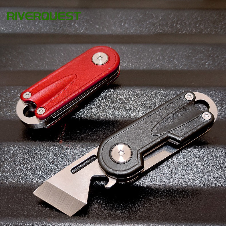 locking aluminum edc tool: box cutter & keychain