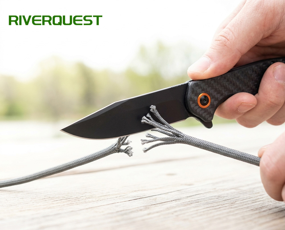 folding pocket knife 8cr stainless steel with carbon fiber handle