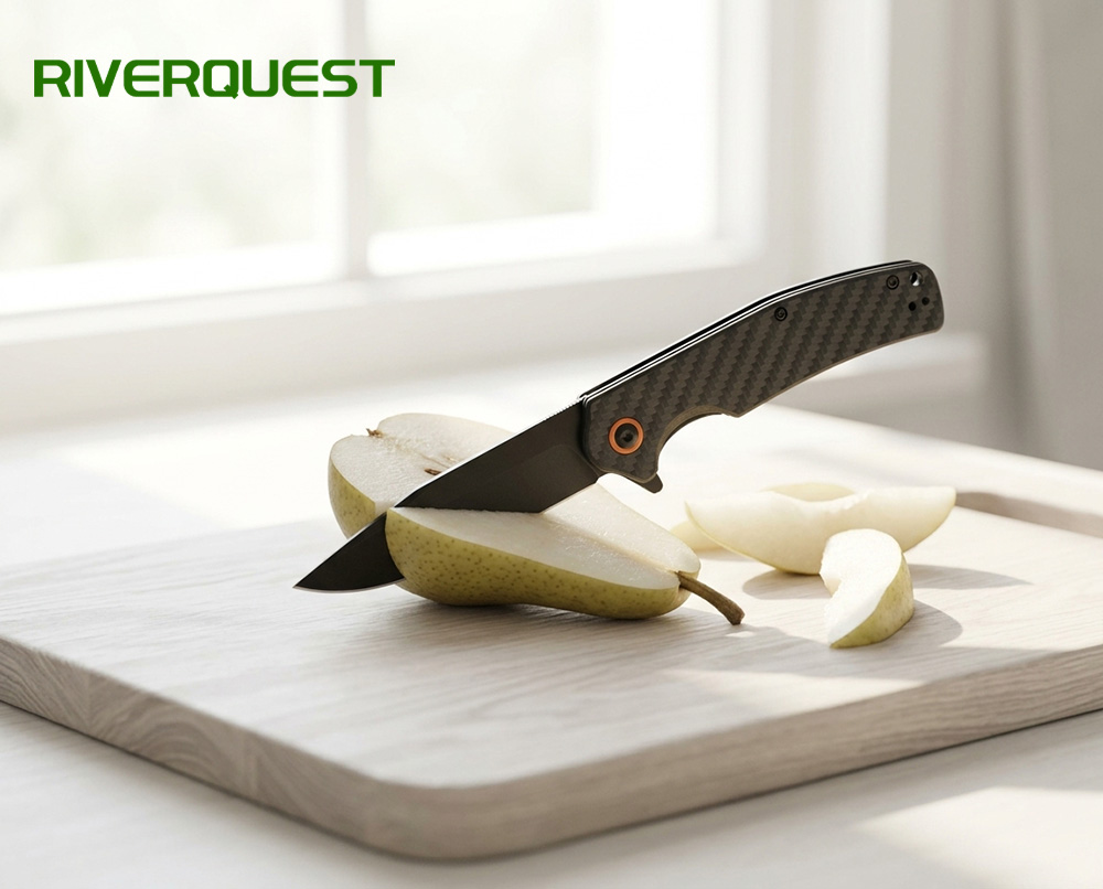 folding pocket knife 8cr stainless steel with carbon fiber handle