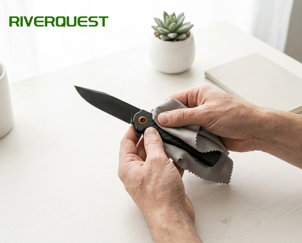 folding pocket knife 8cr stainless steel with carbon fiber handle