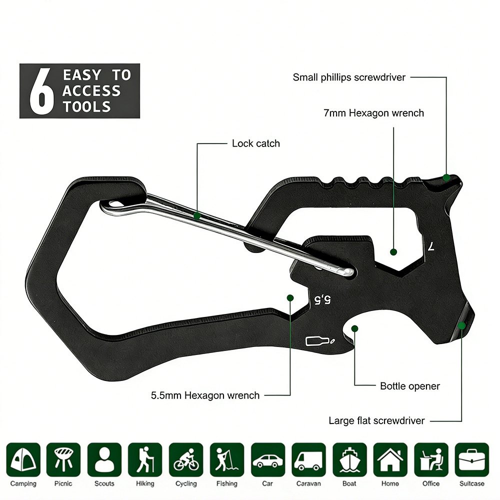 portable edc tool card multi function carabiner quickdraw climbing buckle combination tool lock lifter bottle opener keychain portable edc tool card multi function carabiner quickdraw climbing buckle combination tool lock lifter bottle opener keychain