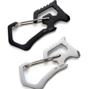 Portable EDC Tool Card Multi-function Carabiner Quickdraw Climbing Buckle Combination Tool Lock Lifter Bottle Opener KeyChain